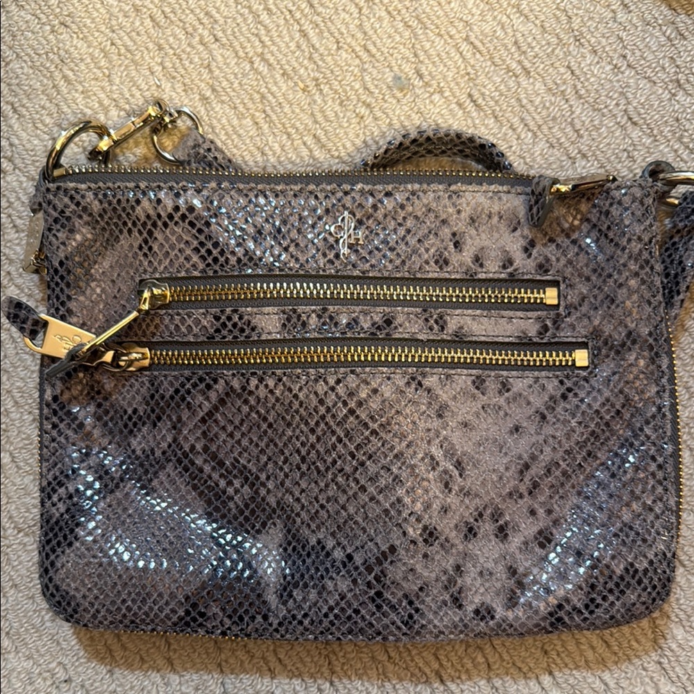 Cole Haan Gray Crossbody Bag with Luxurious Exotic Design